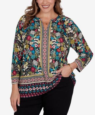 Plus Size Paradise Tropic Print Knit Top