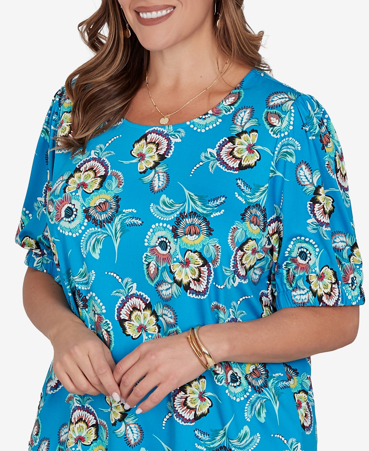 Ruby Rd. Plus Size Etched Floral Puff Print T-Shirt