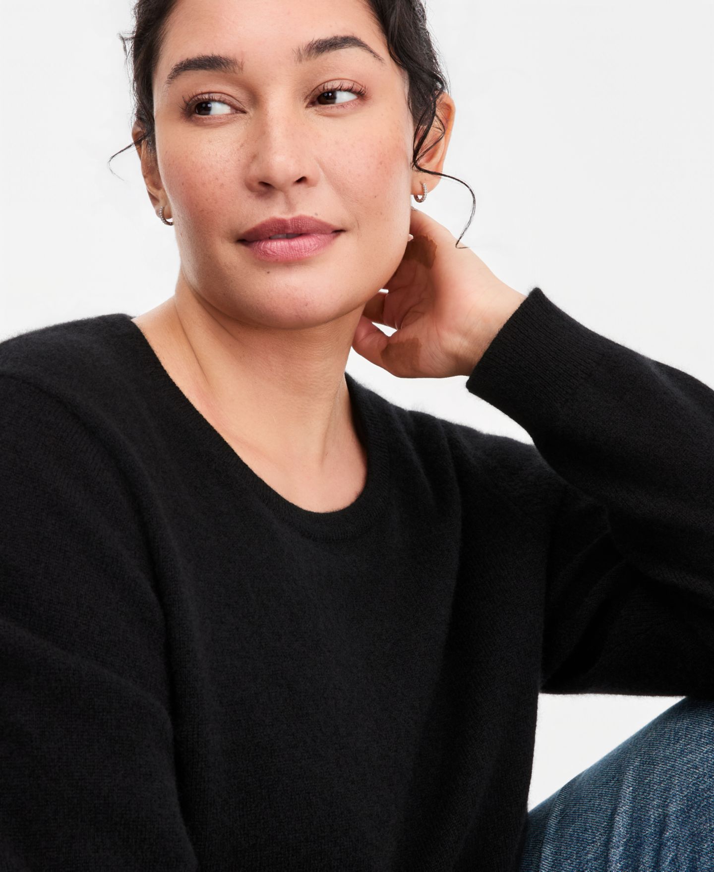 Женский свитер Charter Club Plus Size 100% Cashmere Crewneck, цвет: Чёрный — фото 2
