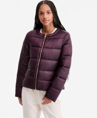 Women's Short Quilted Puffer Collarless Jacket