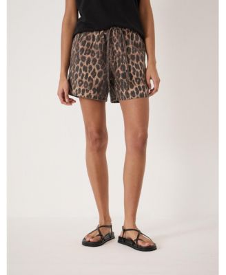 Women's Betty Leopard Pull On Denim Shorts