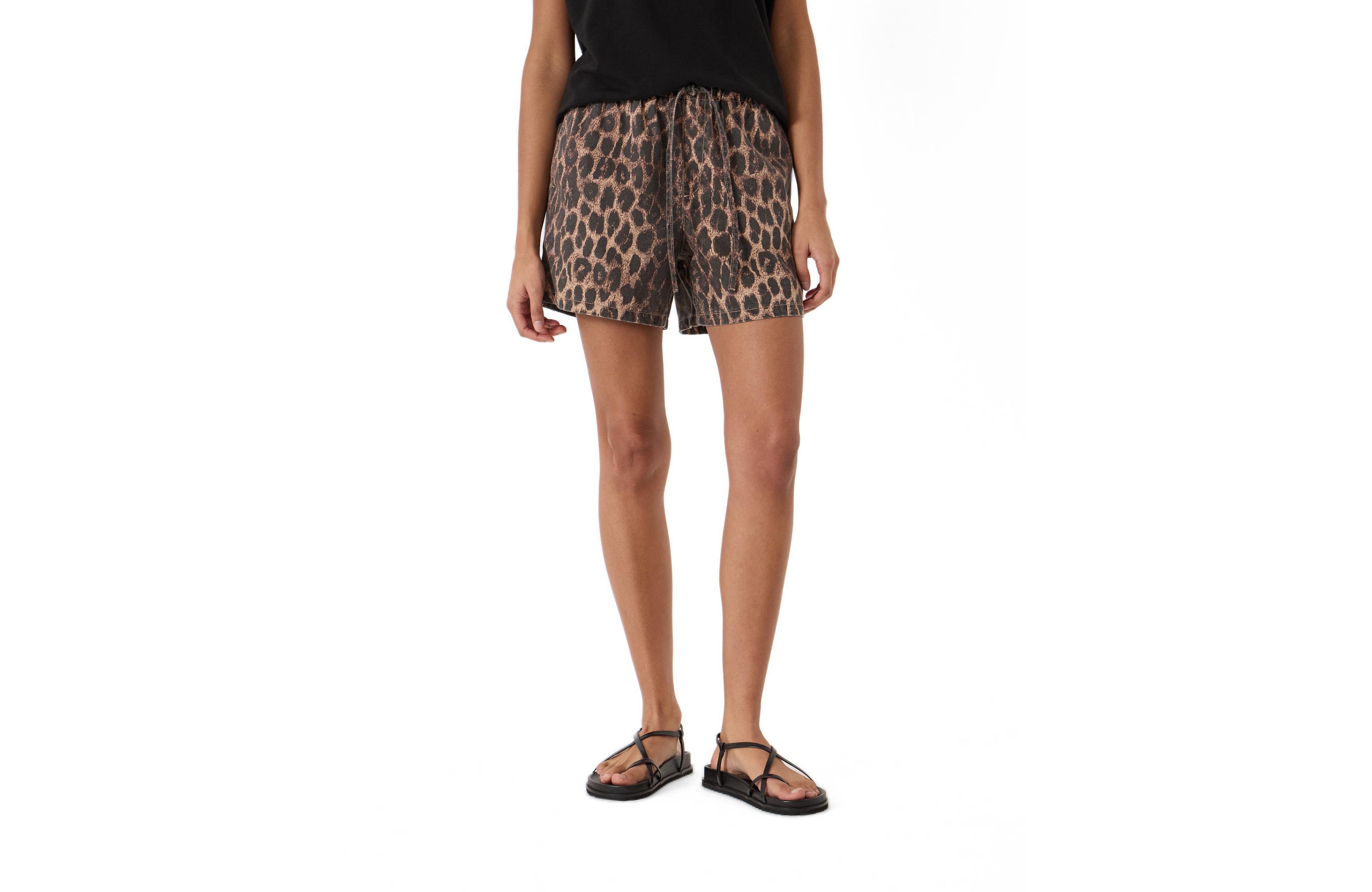 Hush Women's Betty Leopard Pull On Denim Shorts