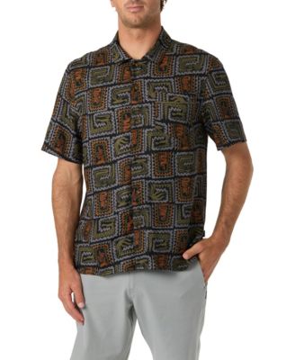 Men's Short-Sleeve Woven Camp Collar Shirt