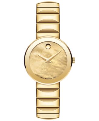 Movado - Women's Swiss Sapphire Gold-Tone PVD Stainless Steel Bracelet Watch 26mm 0607049