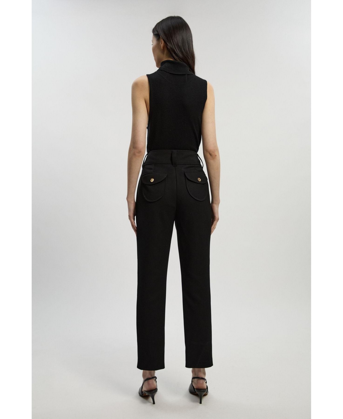 Karen Millen Women's Textured Stretch Straight Leg Trouser
