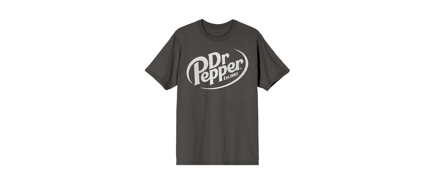 Мужская футболка Dr. Pepper White Logo Adult Charcoal Crew Neck Short Sleeve, цвет: Угольный — фото 4