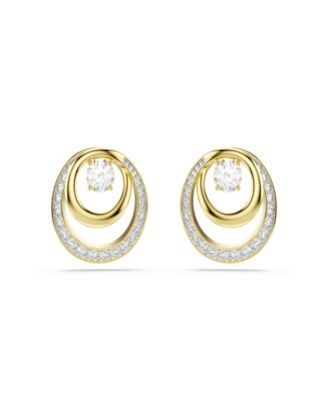 Gold-Tone Plated Glittering Pave Stud Earrings