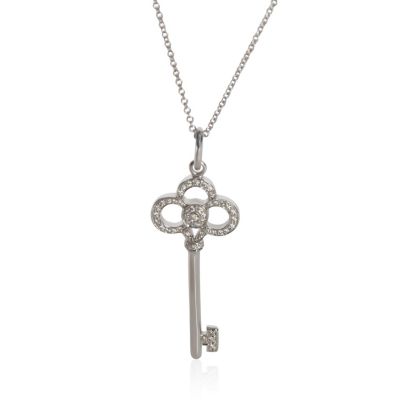 White Gold Diamond Crown Key Pendant