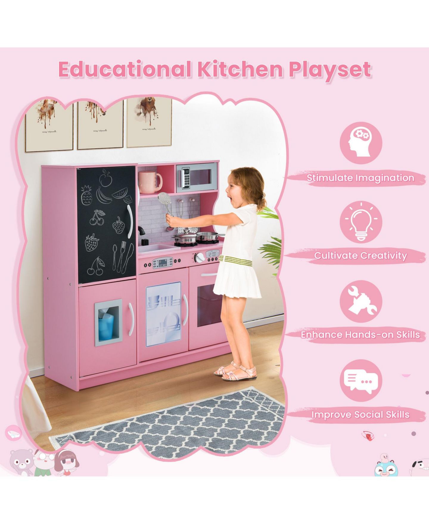 Детский игровой набор SUGIFT Toddler Kitchen Interactive Blackboard Playset, Ages 3-6 — фото 10