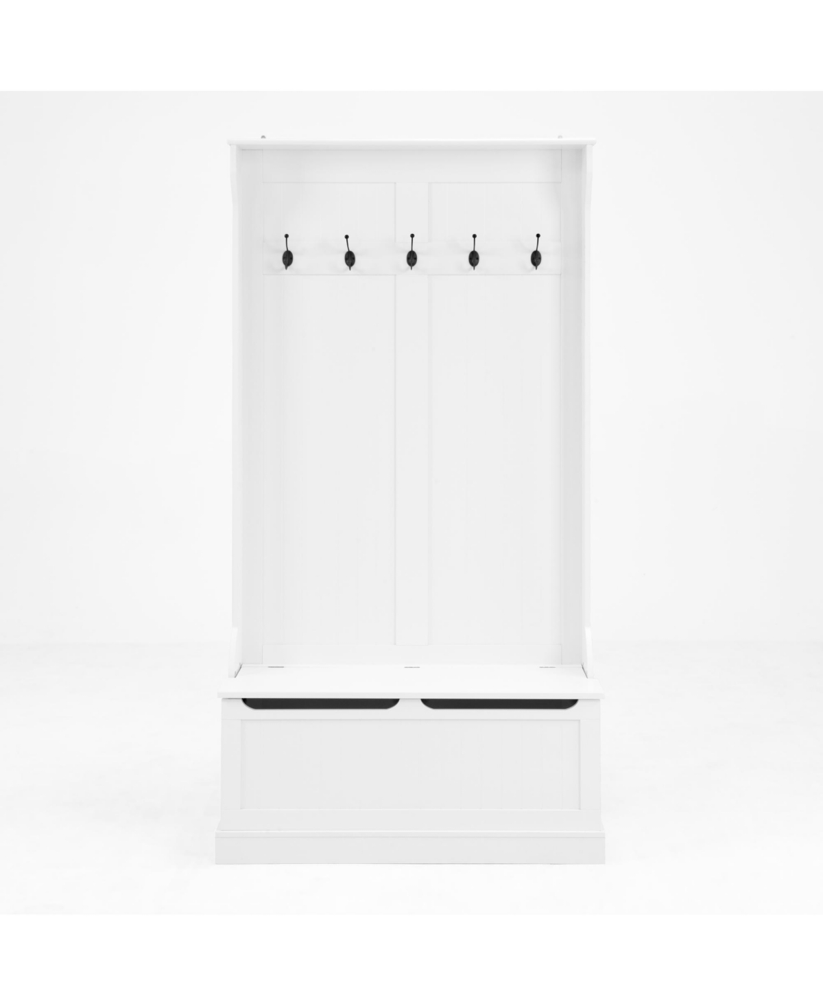 Rainsken Entryway Bench with Standing Coat Rack, Hall Tree with Shoe Storage Organizer and 5 Double Hooks for Hallway