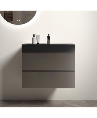 30" Floating Bathroom Vanity with Sink, Wall Mounted Modern Storage Cabinet without Faucet, Pre-Assembled