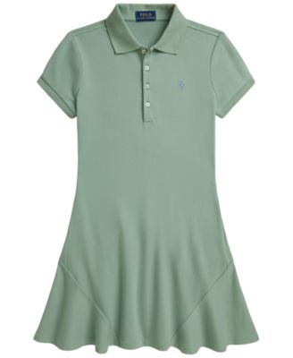 Girls' 7-16 Stretch Mesh Short-Sleeve Polo Dress