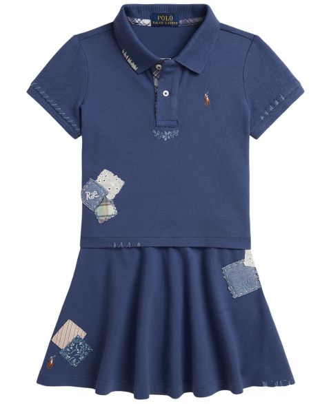 Детский комплект Polo Ralph Lauren: рубашка-поло с коротким рукавом и юбка, 2T-6X, цвет: Королевский синий