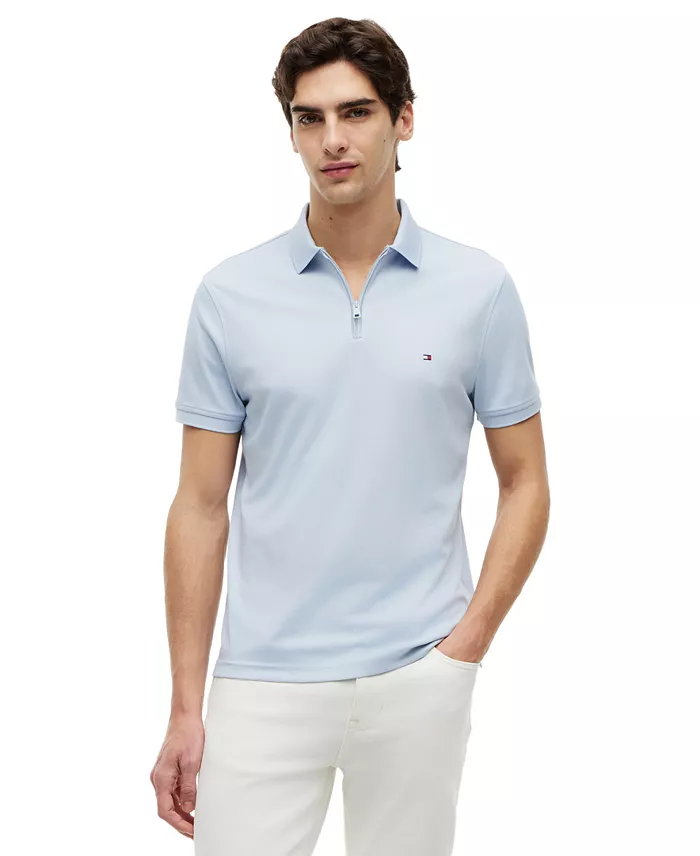 Men's Performance Oxford Zip Regular-Fit Polo Shirt