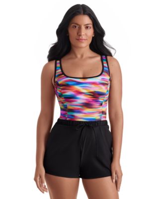 Women's Sport Binded Scoop Neck Runaround One-Piece Swimsuit