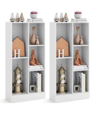 5 Cube Bookshelf 41 Inch Floor Bookcase with 2 Anti Tipping Kits Freestanding Storage