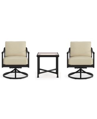 Agio Wellington 3-Piece Outdoor Swivel Rockers and Side Table Set