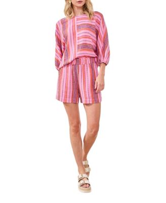 Women's Striped Elastic-Waist Pull-On Shorts