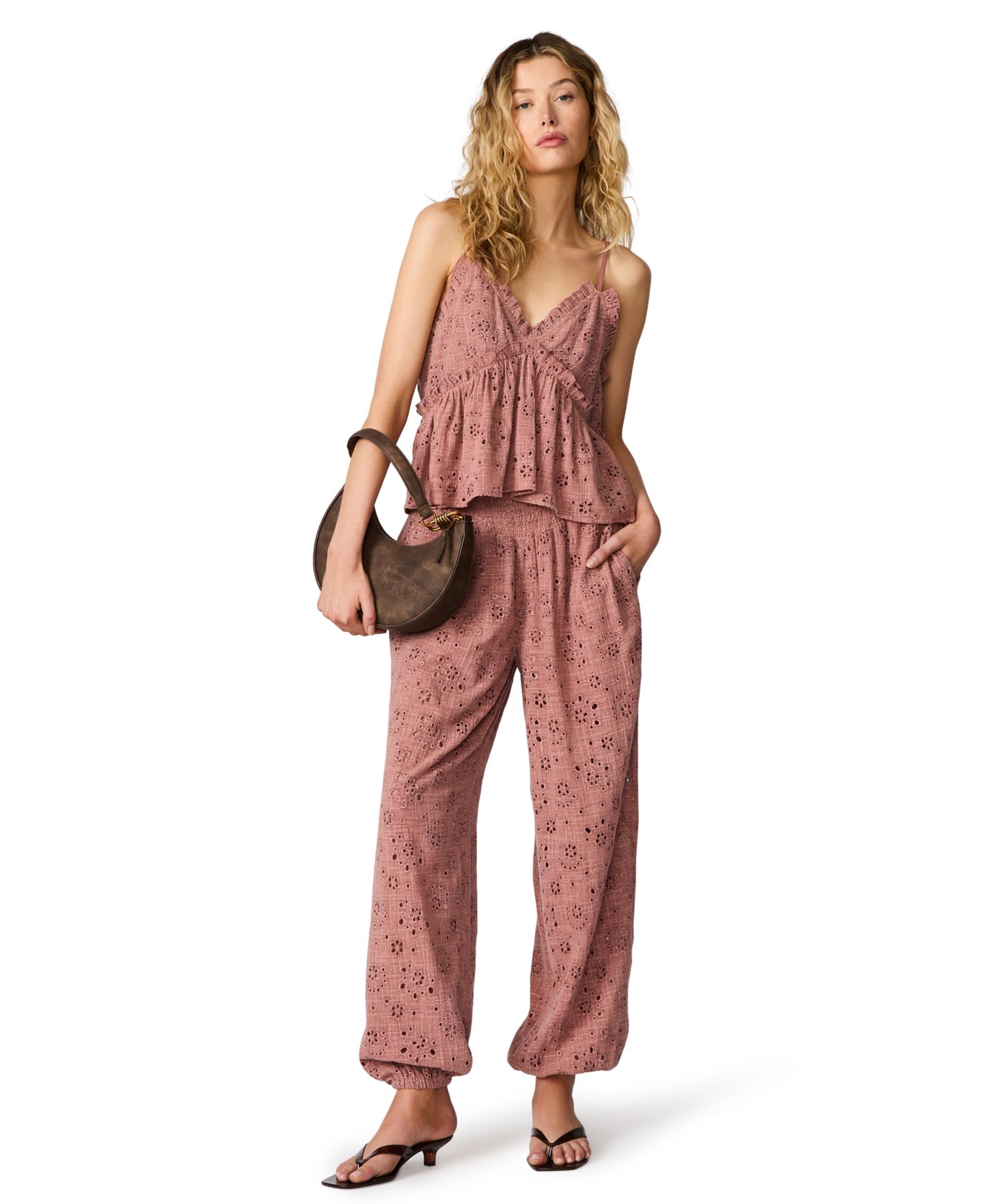 Женский топ Steve Madden Bryna Sleeveless Eyelet V-Neck, цвет: Коралловый — фото 3