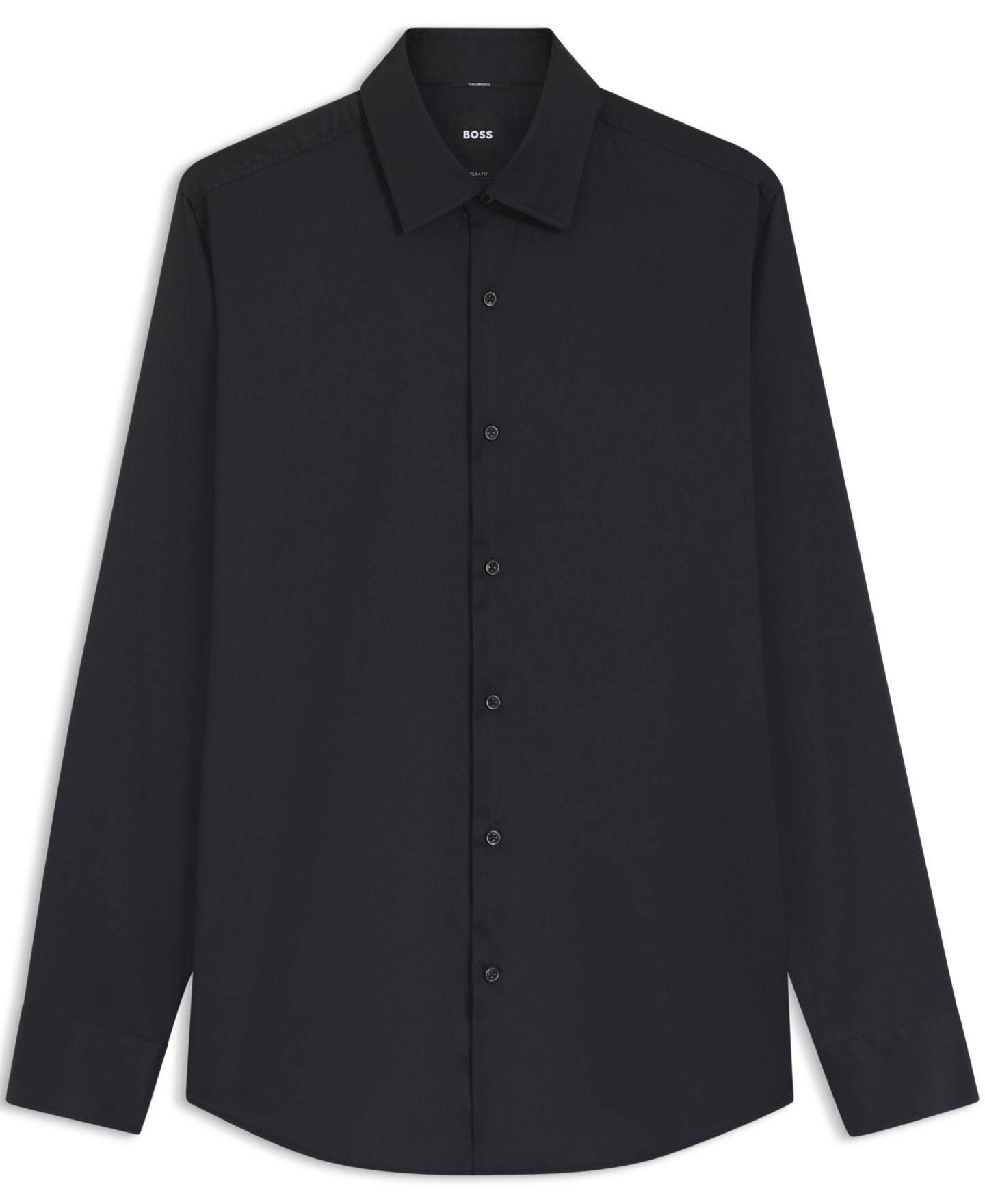 Мужская рубашка Hugo Boss Performance-Stretch Twill Slim-Fit Dress Shirt, цвет: Чёрный — фото 2