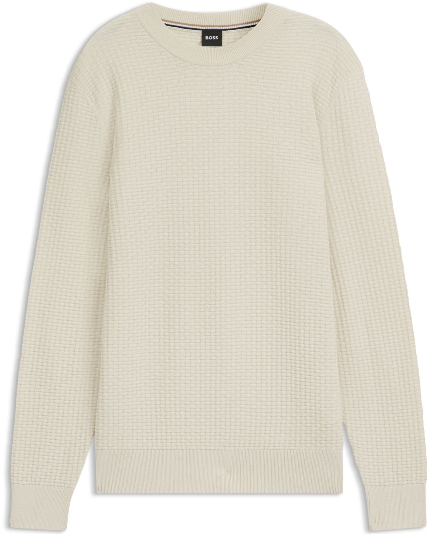 Мужской свитер Hugo Boss Knitted Structure Cotton, цвет: Белый — фото 2