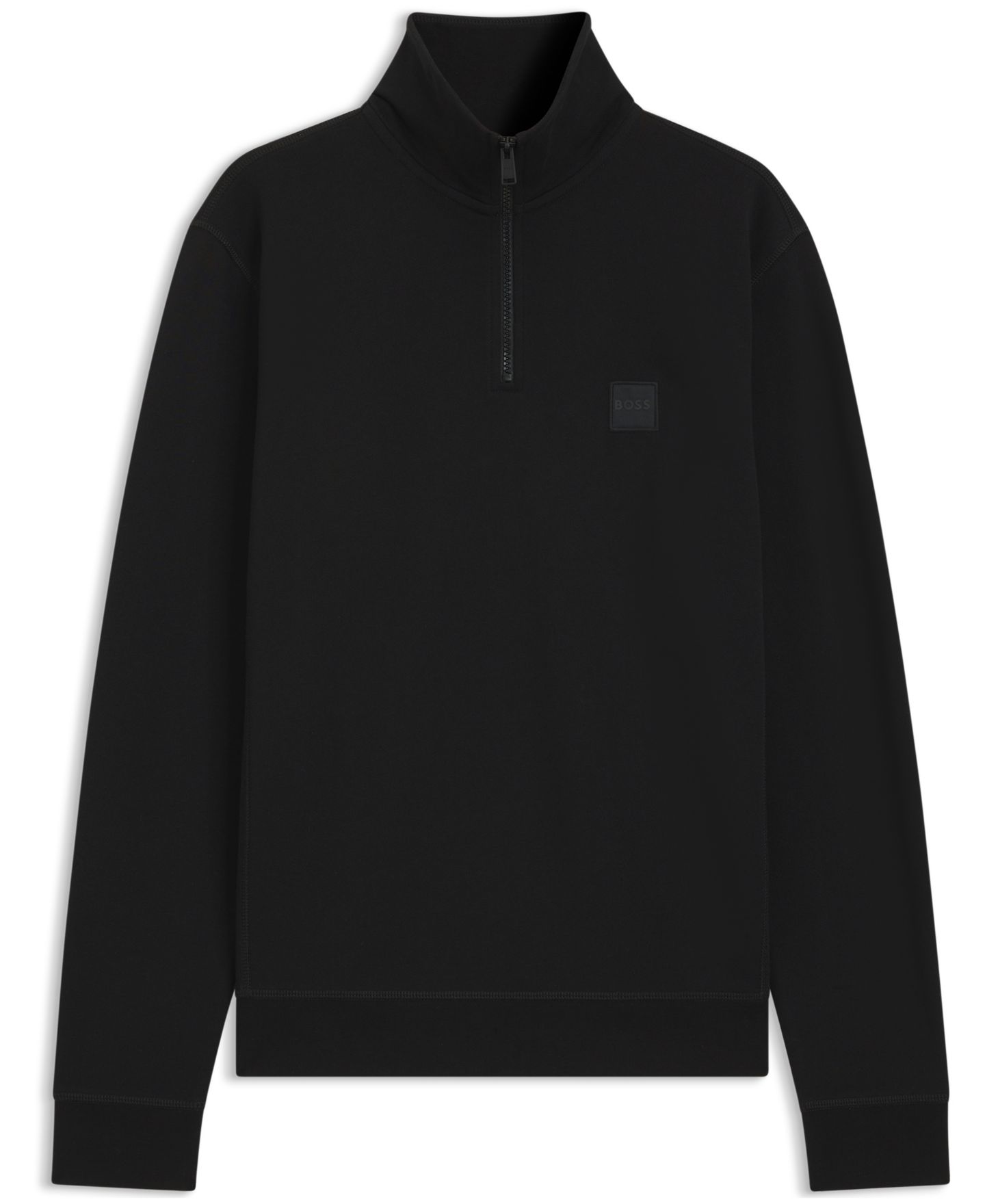 Мужской свитшот Hugo Boss Cotton-Terry Zip-Collar Regular-Fit, цвет: Чёрный — фото 3