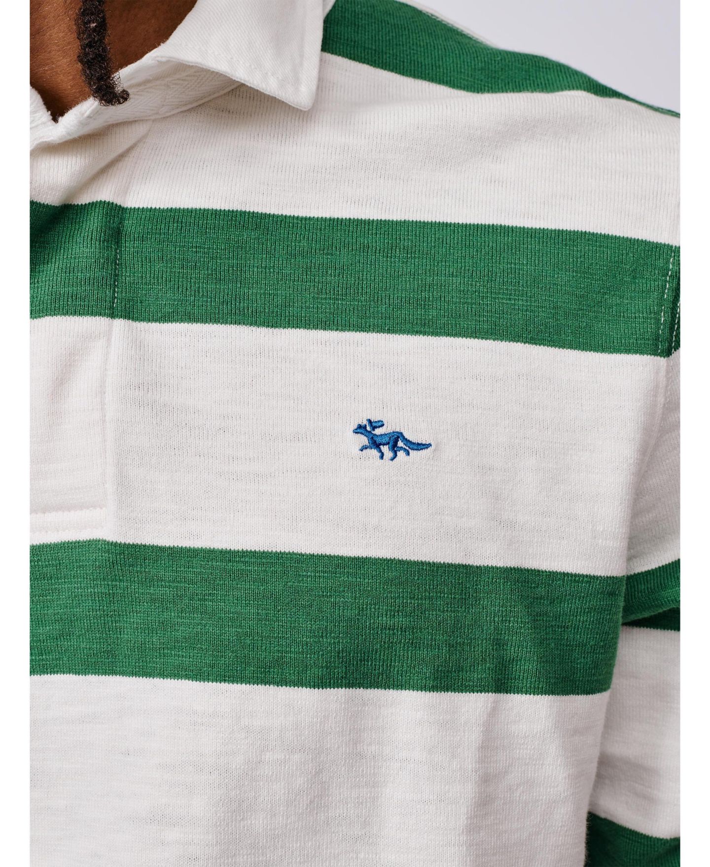 Мужская рубашка Aubin Irnham Long Sleeve Rugby Shirt, цвет: Зелёный / Экрю — фото 5