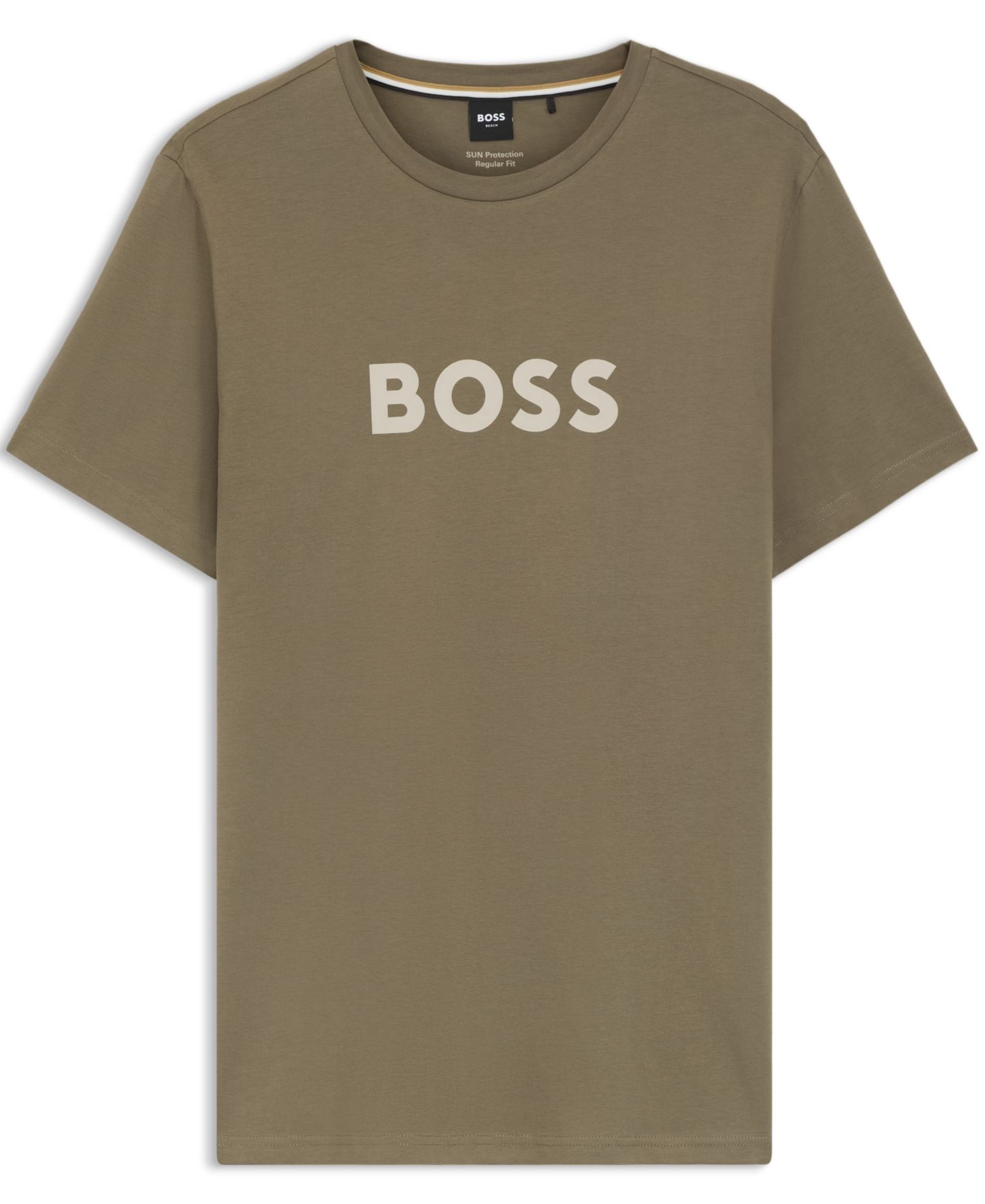 Мужская футболка Hugo Boss Cotton Regular-Fit, цвет: Тёмный бежевый — фото 5