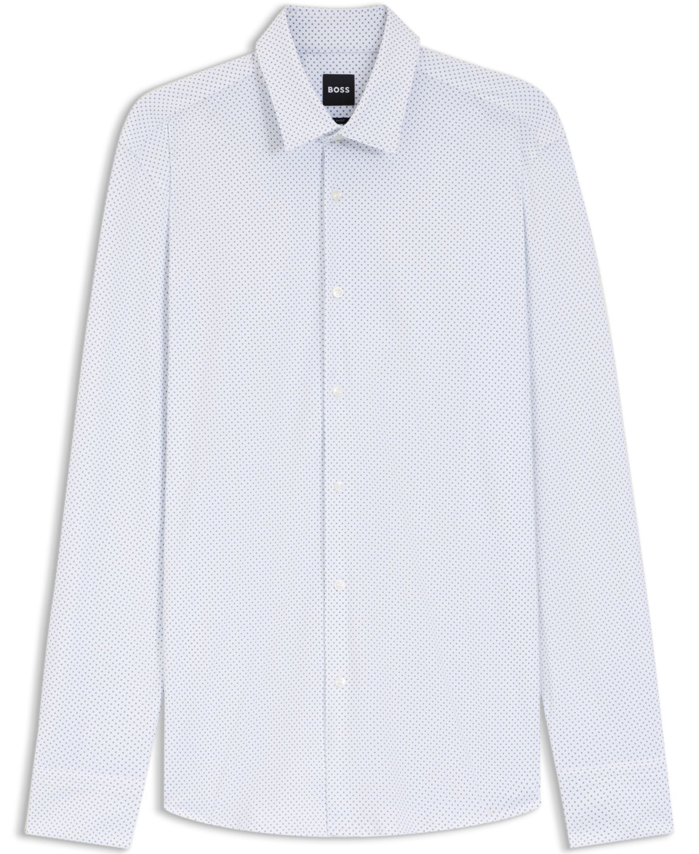 Мужская рубашка Hugo Boss Printed Performance-Stretch Slim-Fit Dress Shirt, цвет: Белый — фото 3