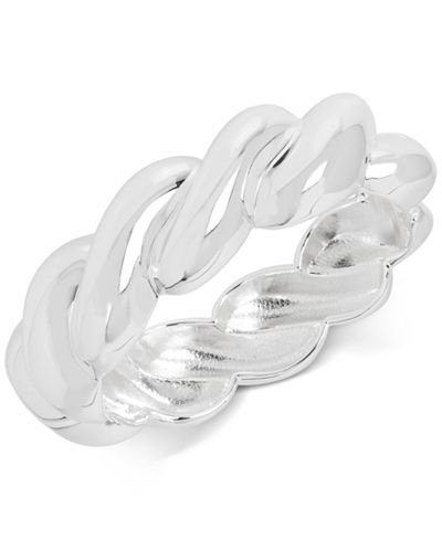 Touch of Silver Twist Hinged Bangle Bracelet in Silver Plated Brass