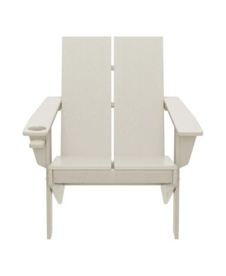 Outdoor HDPE Modern Adirondack Chair with Cup Holder