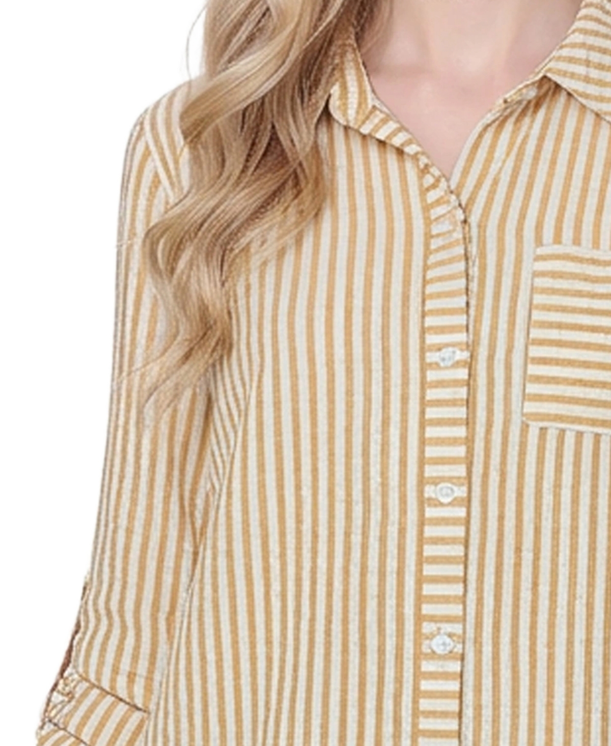 Ny Collection Petite 3/4 Sleeve Roll Tab Blouse