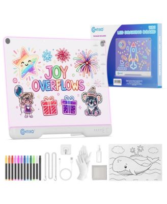 WB1 16-Inch LED Drawing Board for Kids, Light-Up Doodle Art Kit with 12 Markers, 10 Color Modes