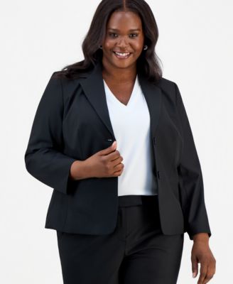 Plus Size Notched-Collar Two-Button Blazer