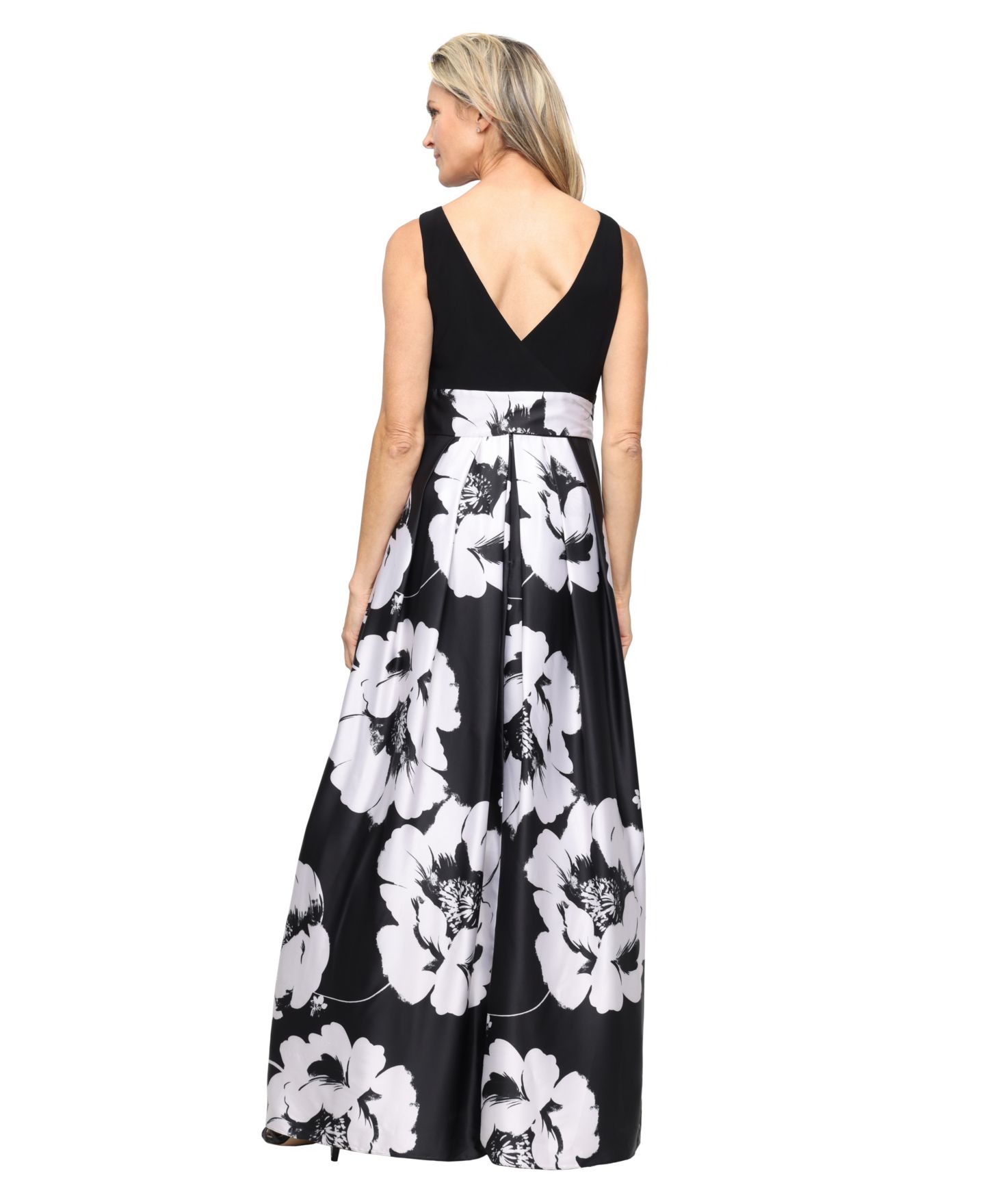 Женское платье SL Fashions Petite Boat Neck Sleeveless Ball Gown, цвет: Чёрная слоновая кость — фото 3