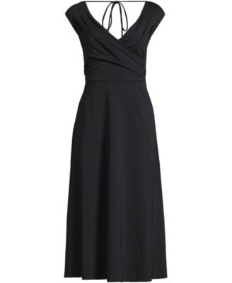 lands end bridesmaid dresses Lands' End Women's Cotton Modal Off the Shoulder Wrap Midi Dress