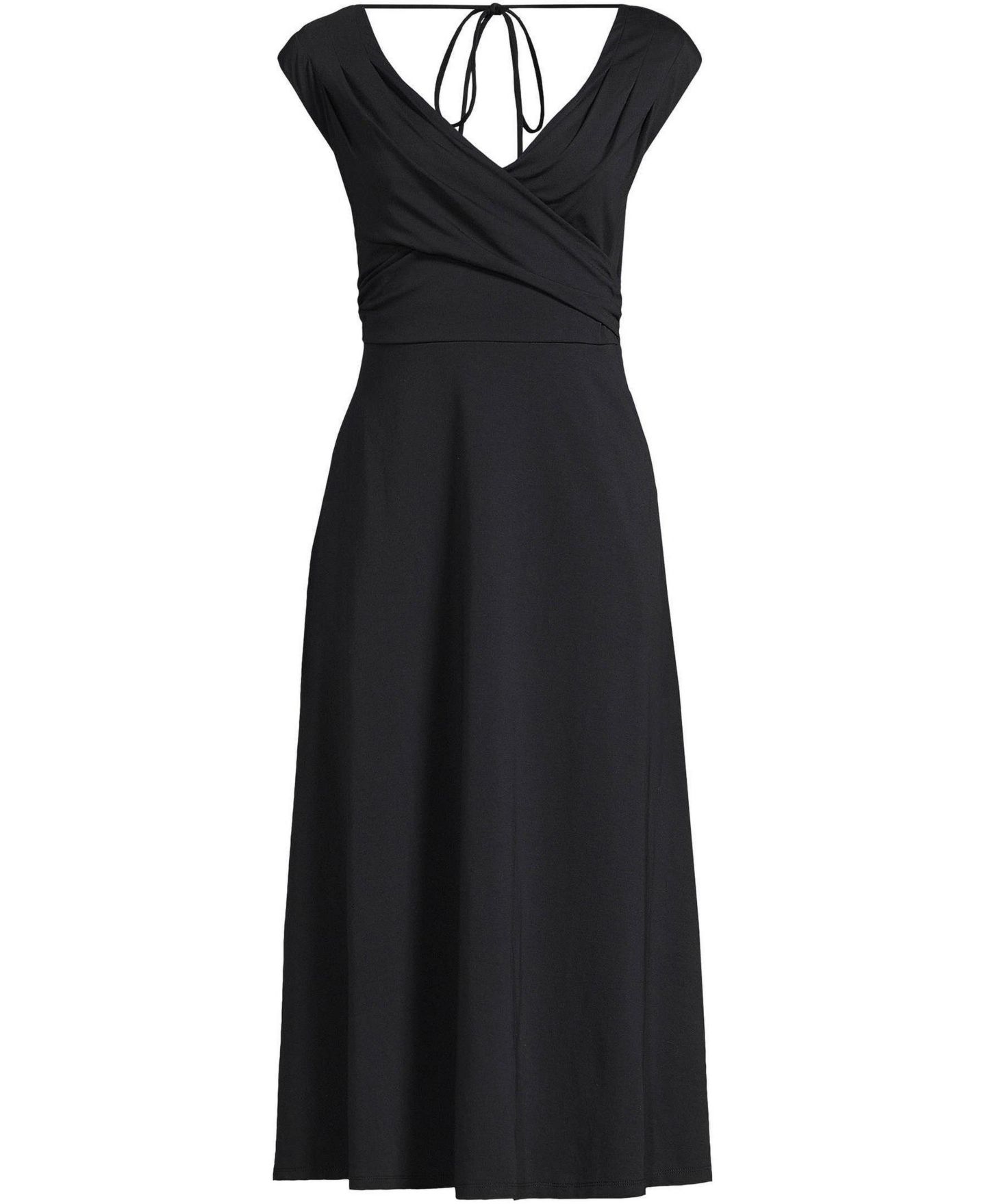 Женское платье Lands' End Cotton Modal Off the Shoulder Wrap Midi, цвет: Чёрный — фото 3