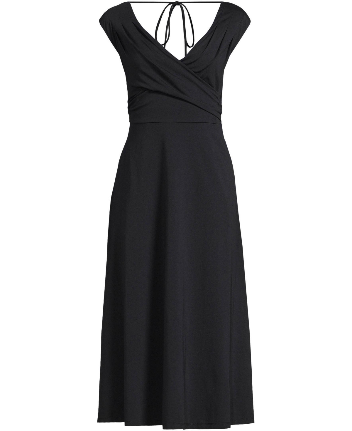 Lands' End Women's Cotton Modal Off the Shoulder Wrap Midi Dress