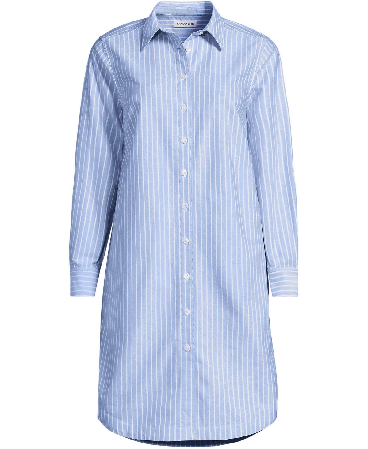 Lands' End Women's Plus Oxford Long Sleeve Button Front Shirt Dress