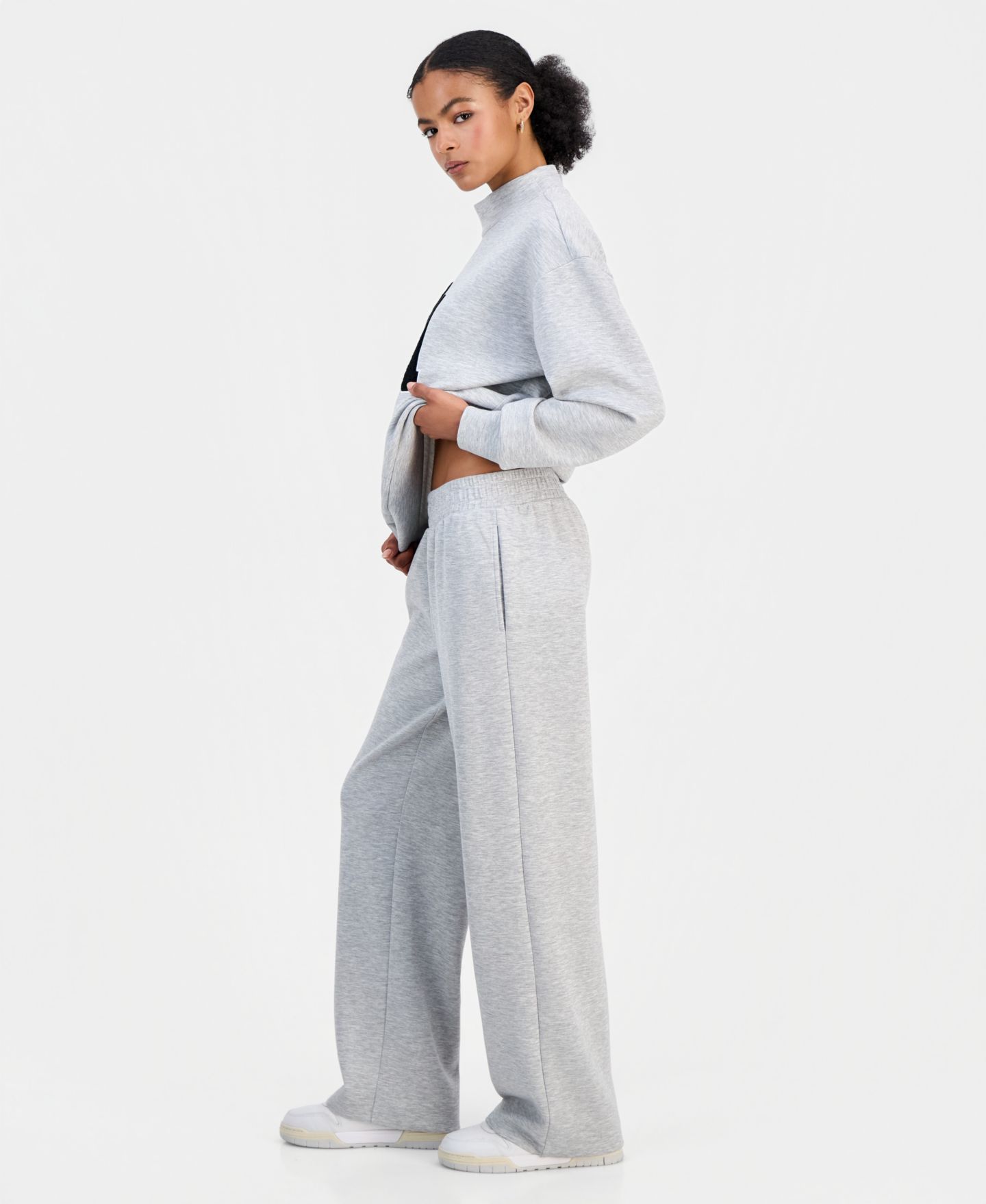 Женские брюки FVR DRM Juniors' High Rise Pull On Scuba Sweatpants, цвет: Меланжевый серый — фото 4