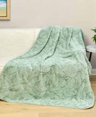 HGTV Triple Jacquard Carved Faux Fur Throw, 50" x 70"