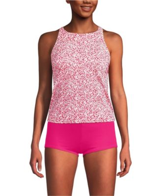 Women's D-Cup Tugless High Neck Strappy Back Tankini Top