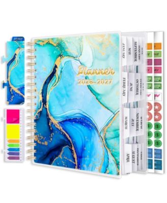 Academic Planner  18 Months Daily Weekly Monthly Agenda Feather Tabs Pocket Stickers 2026-2027