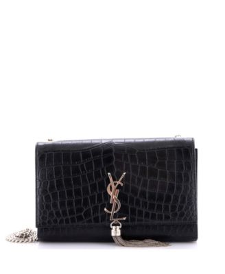 Medium Classic Monogram Tassel Crossbody Bag Embossed Leather
