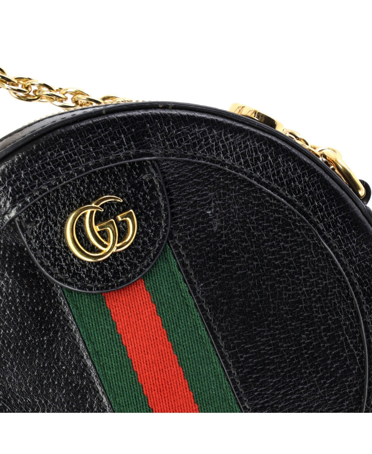Pre-Owned Gucci Mini Ophidia Round Shoulder Bag Leather