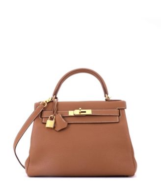 Kelly 28 Handbag Brown Togo with Gold Hardware