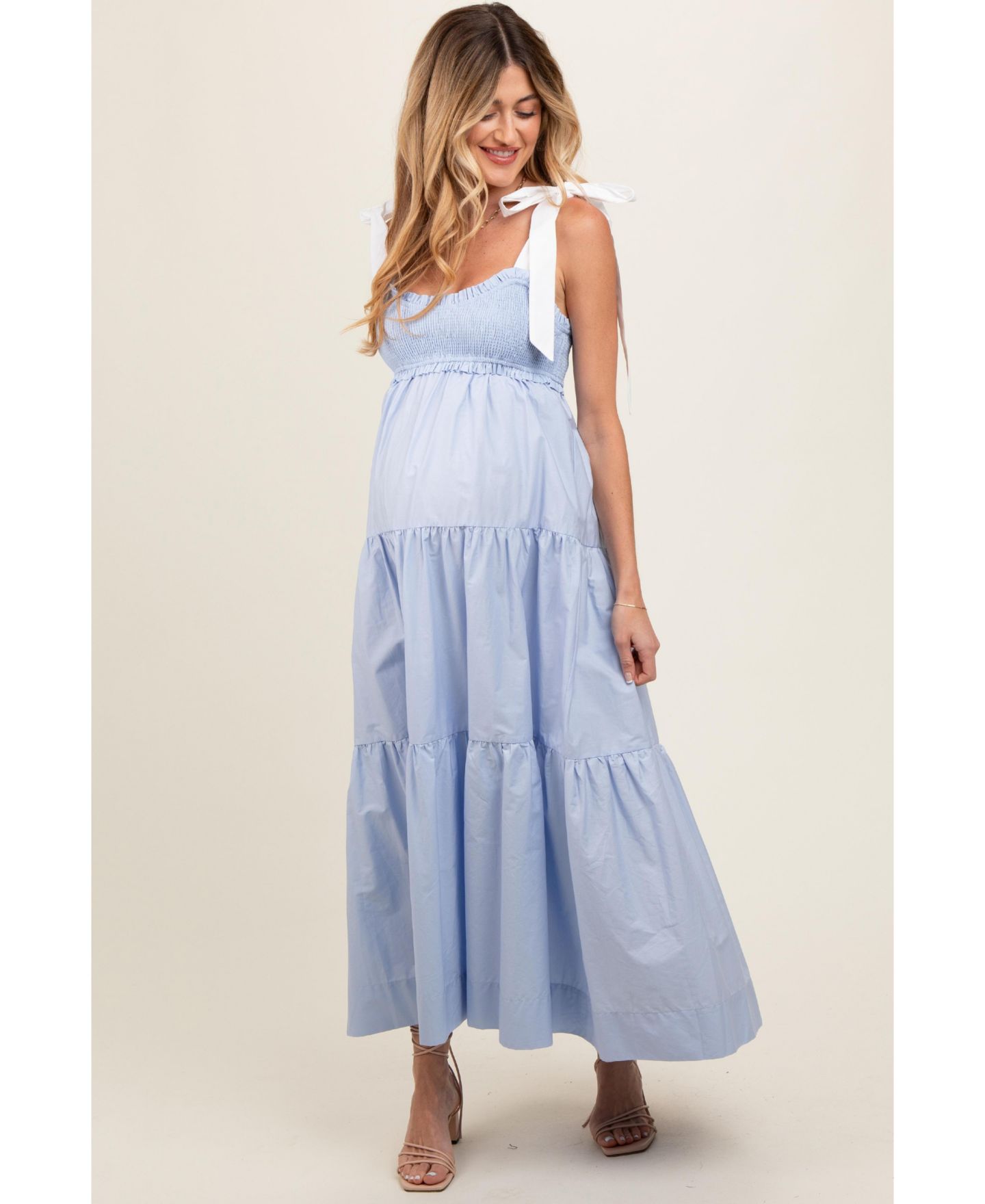 Женское платье Pinkblush Light Blue Contrast Shoulder Straps Maxi, цвет: Светлый синий — фото 4