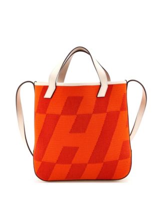 27 Cabas H en Biais Tote Canvas with Leather