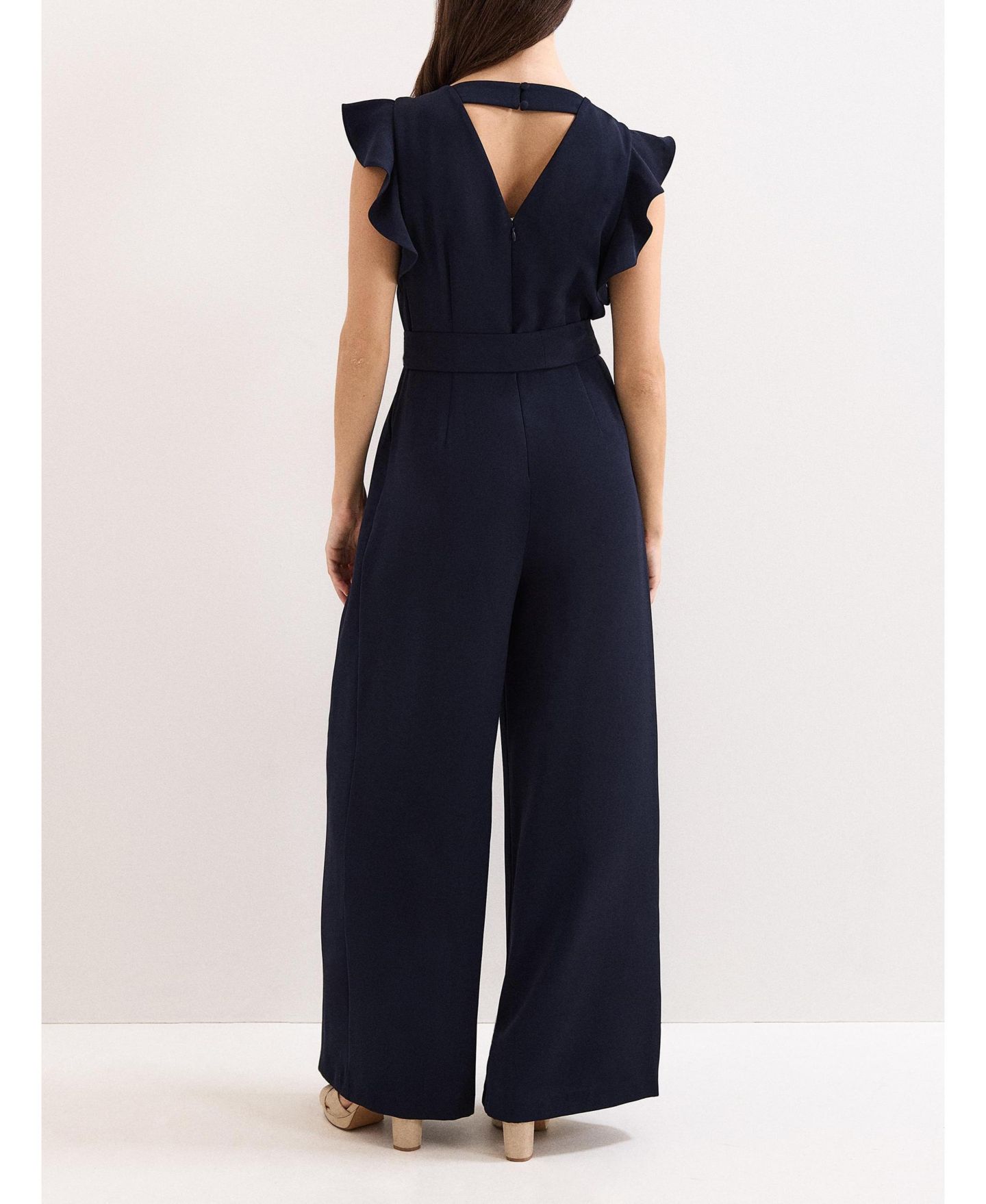 Женский комбинезон Phase Eight Kallie Frill V-Neck Jumpsuit, цвет: Тёмно-синий — фото 5