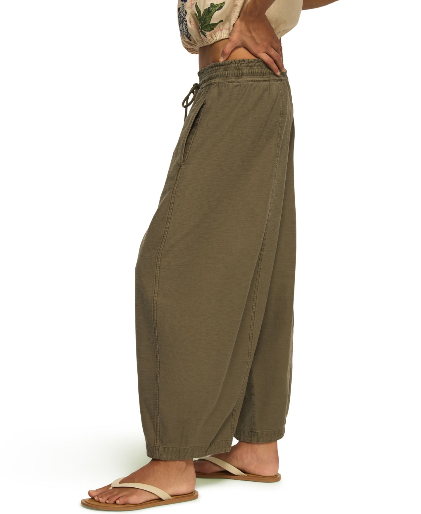 Женские брюки Lucky Brand Drawstring Balloon Mid-Rise, цвет: Пыльный оливковый — фото 3